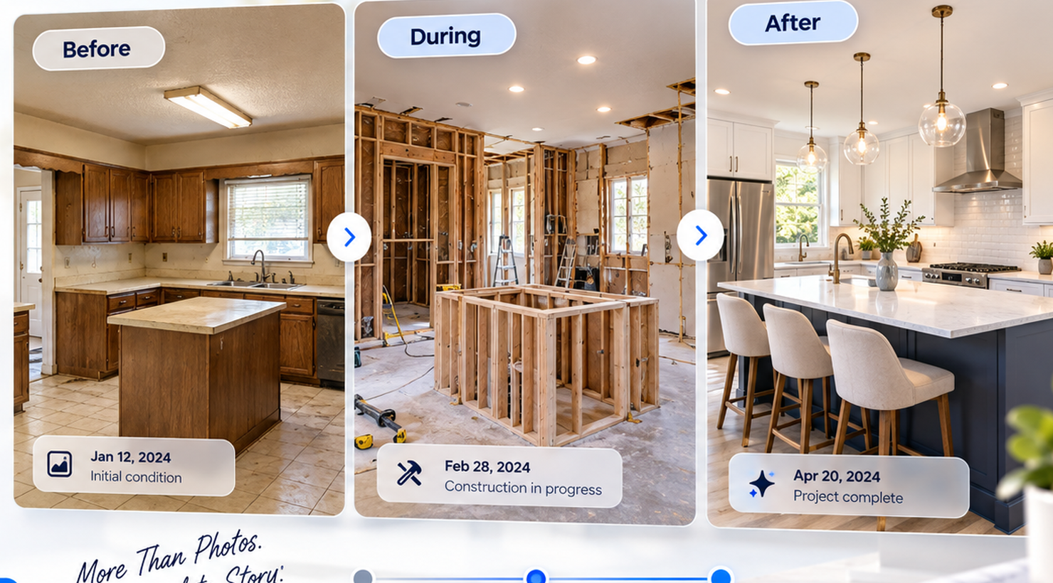 Construction documented from foundation through finish